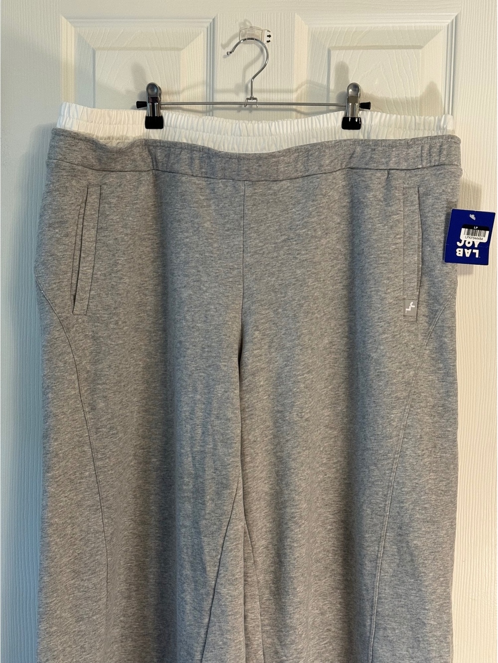 JoyLab Women's Gray Wide Leg Sweatpants with White Elastic Waistband XXL